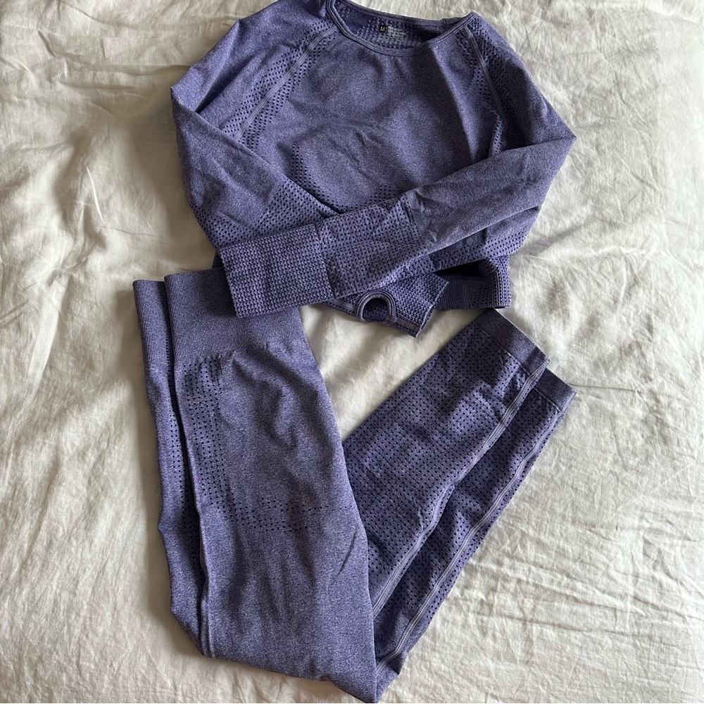 NWOT Seamless Lavender Women's High-Waist Leggings & Crop Top Set - Picture 7 of 8